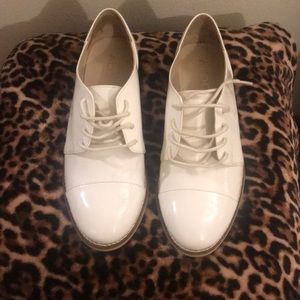 ALDO white patent leather oxford loafer